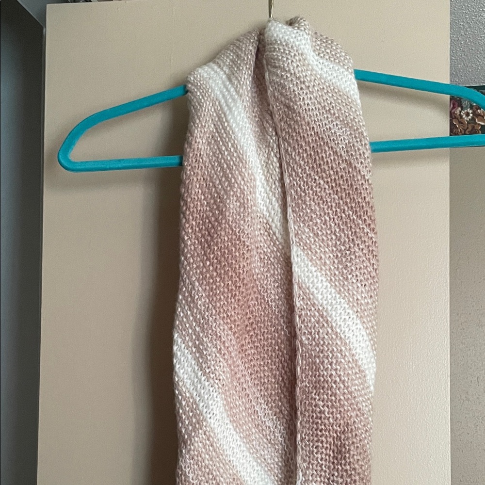 Cream and Tan Calvin Klein Knit Scarf